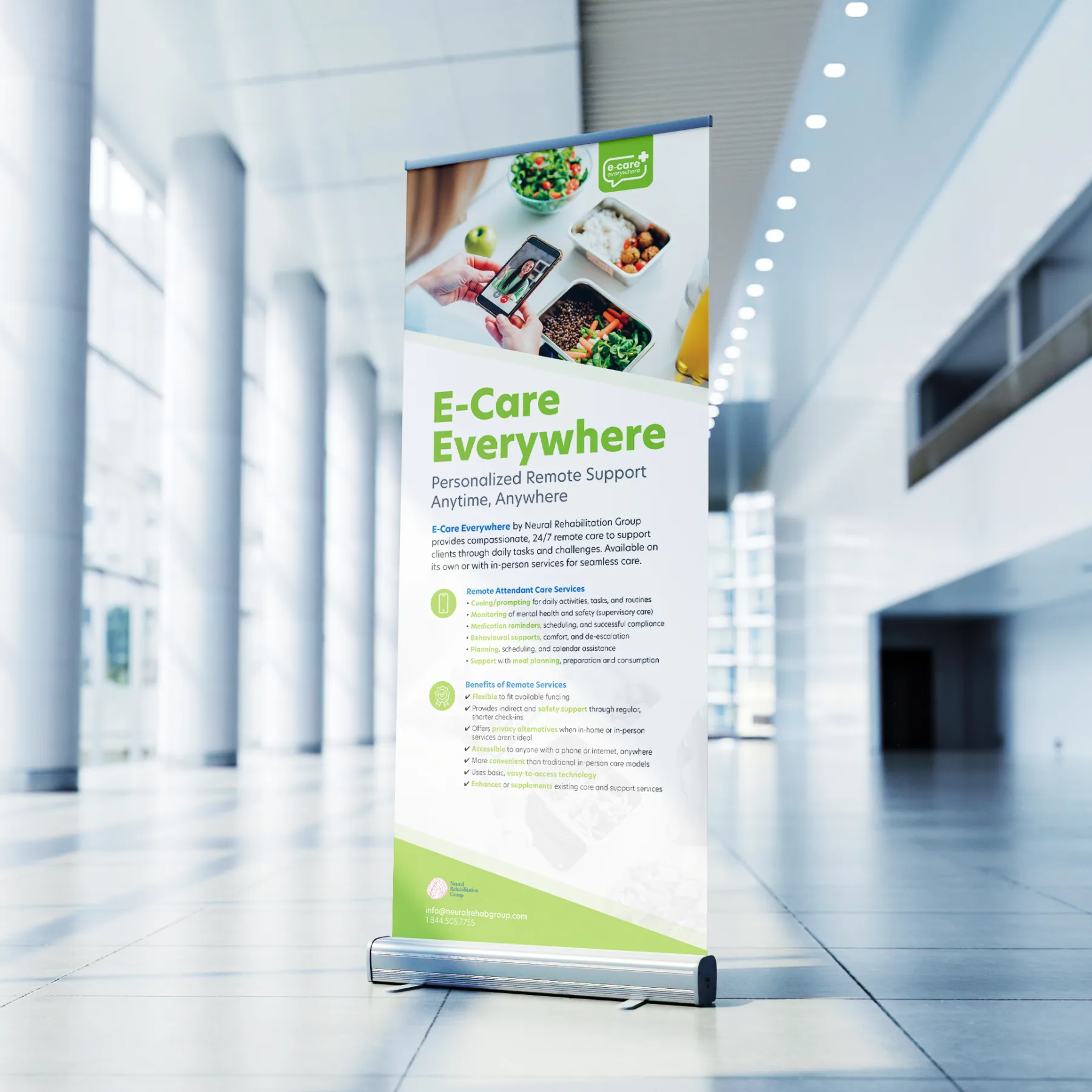 e-care online E-Care Everywhere roll-up trade show banner