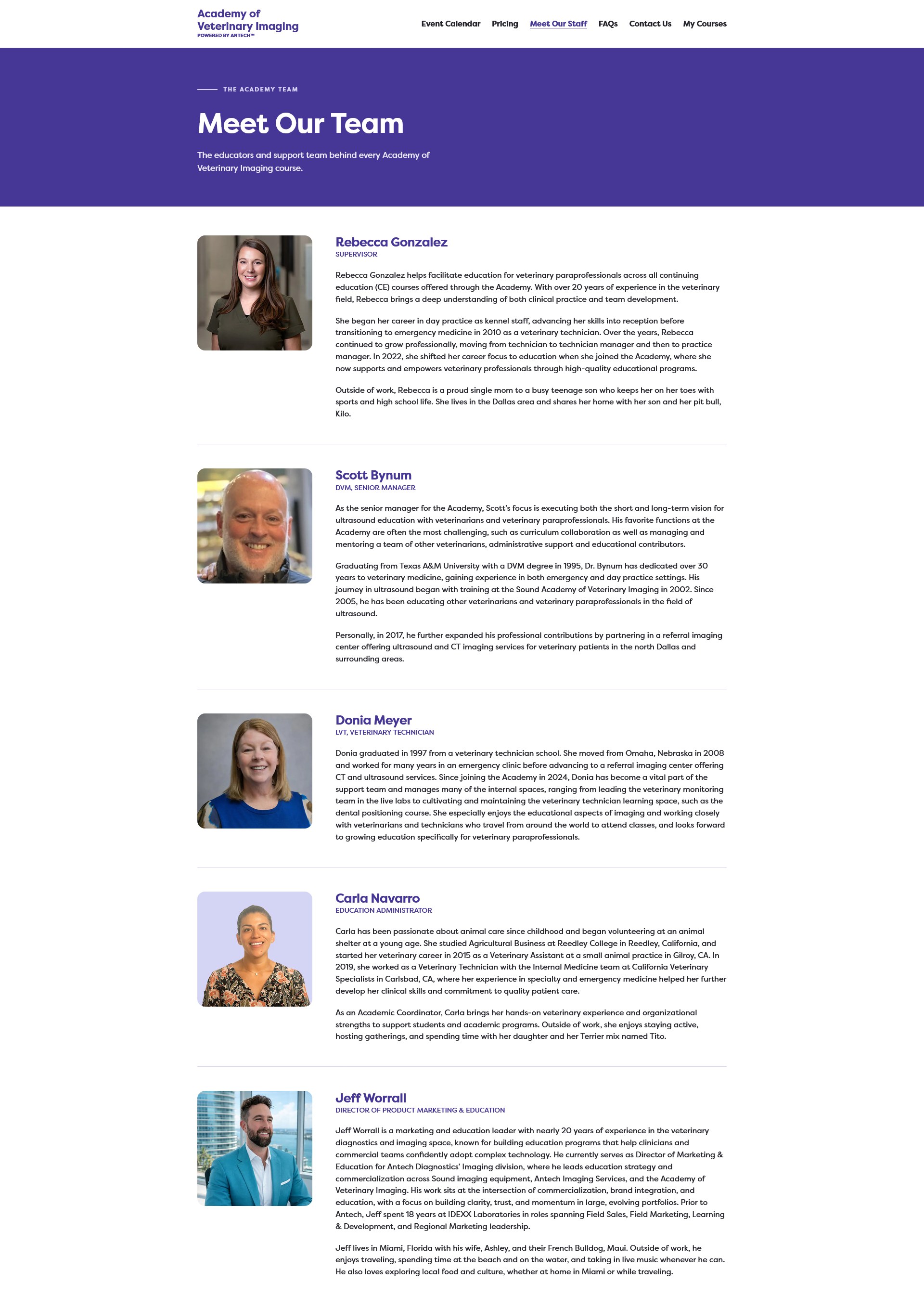 Custom Shopify instructor profiles page design