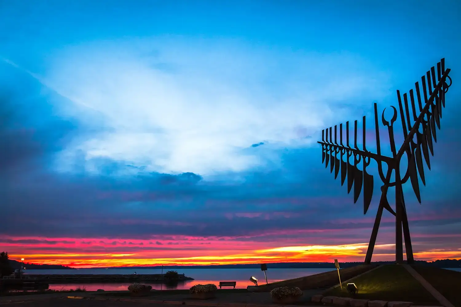 The Spirit Catcher sculpture by Ron Baird on Barrie's Lake Simcoe waterfront