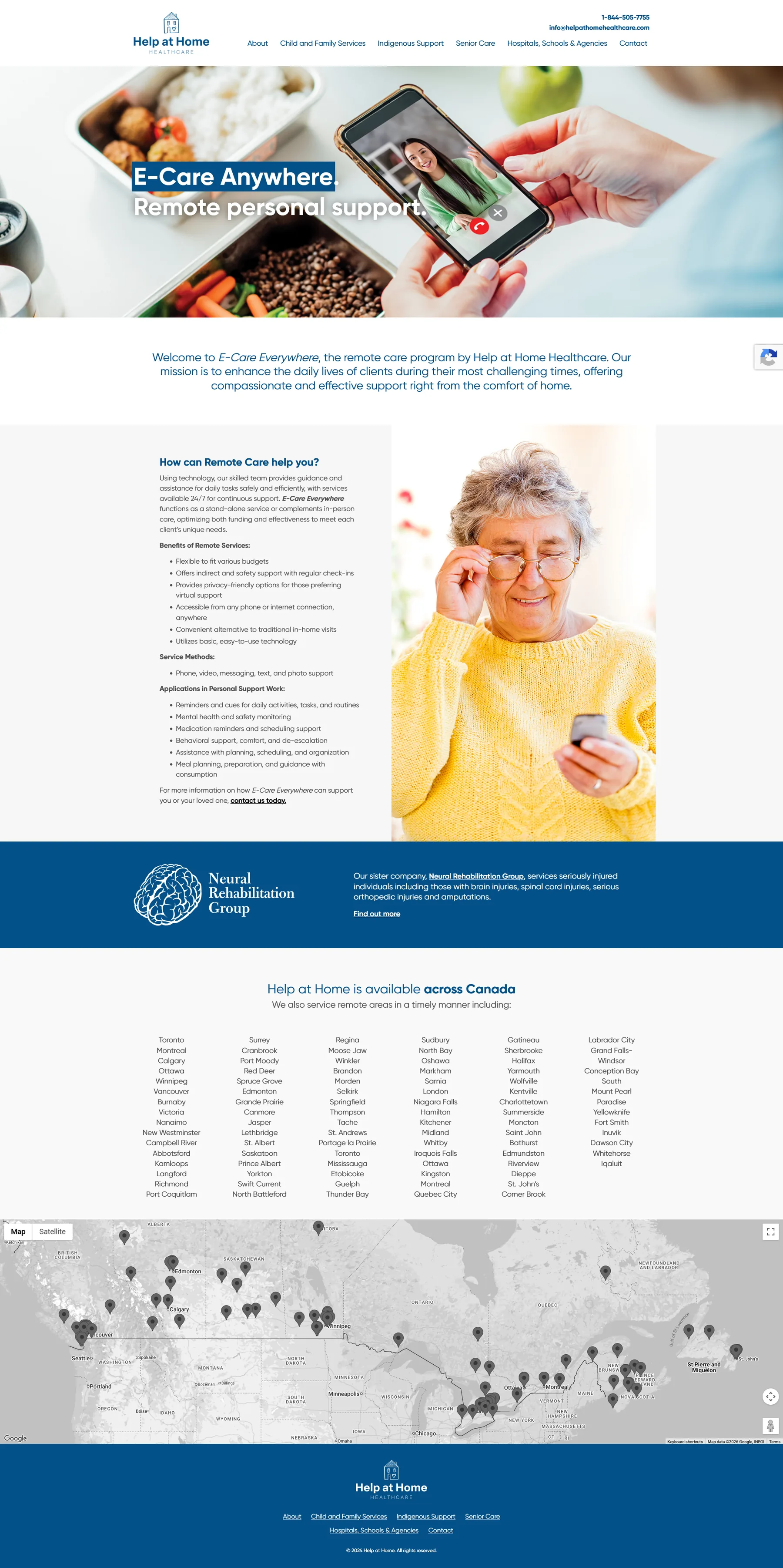 e-care online E-Care Anywhere remote personal support web page design