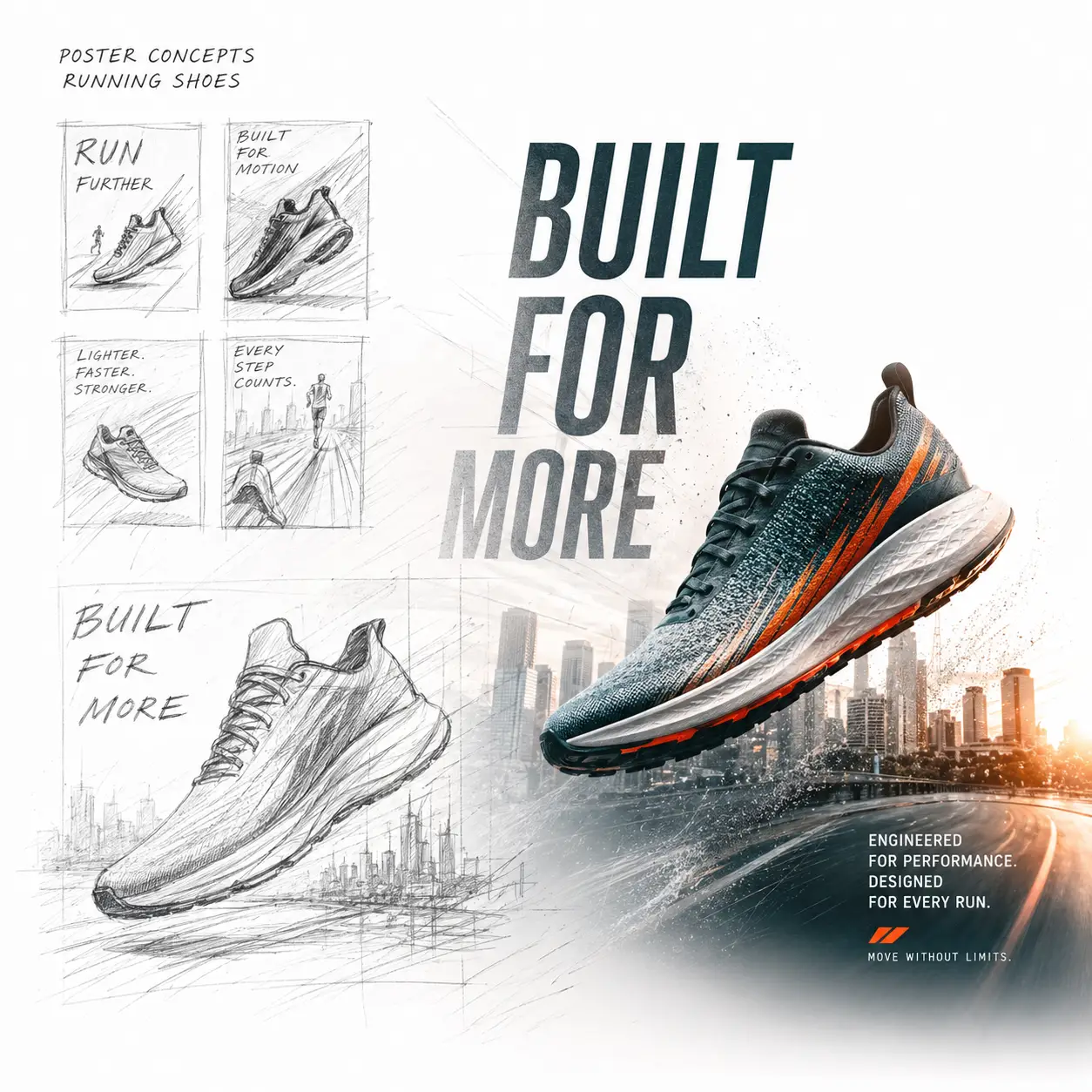 Graphic design concepts for performance footwear campaign