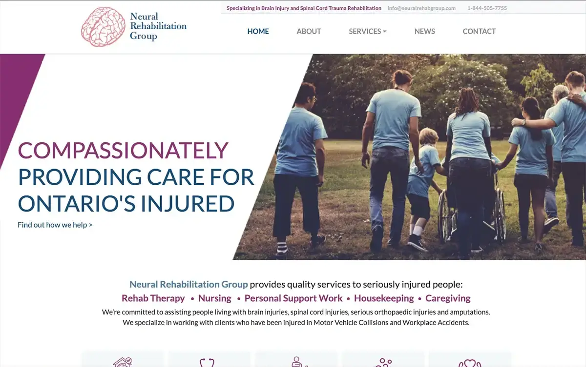 Neural Rehabilitation Group personalized care website design