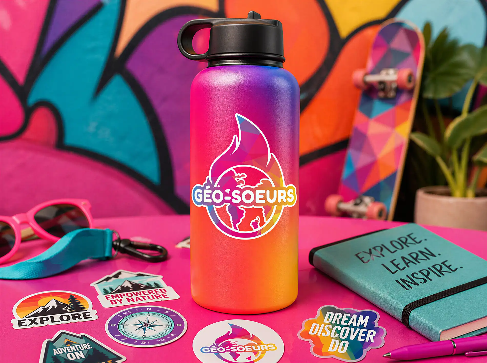 Custom sticker design and branded promotional product graphics