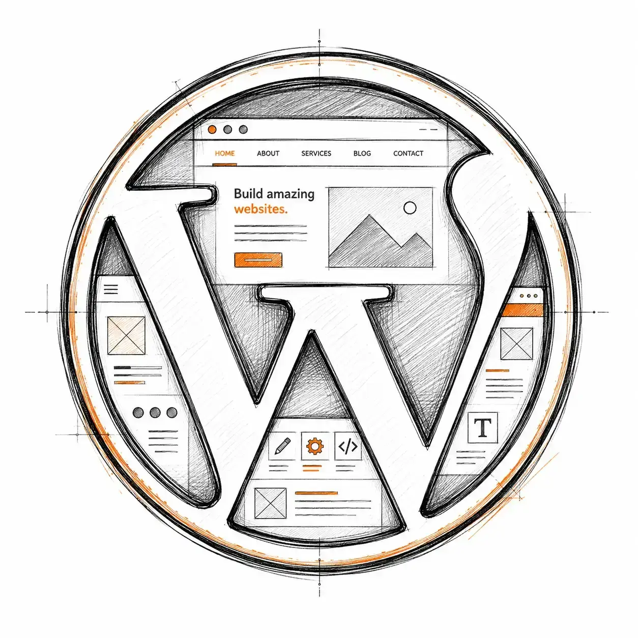 Custom WordPress website design shown on a desktop computer