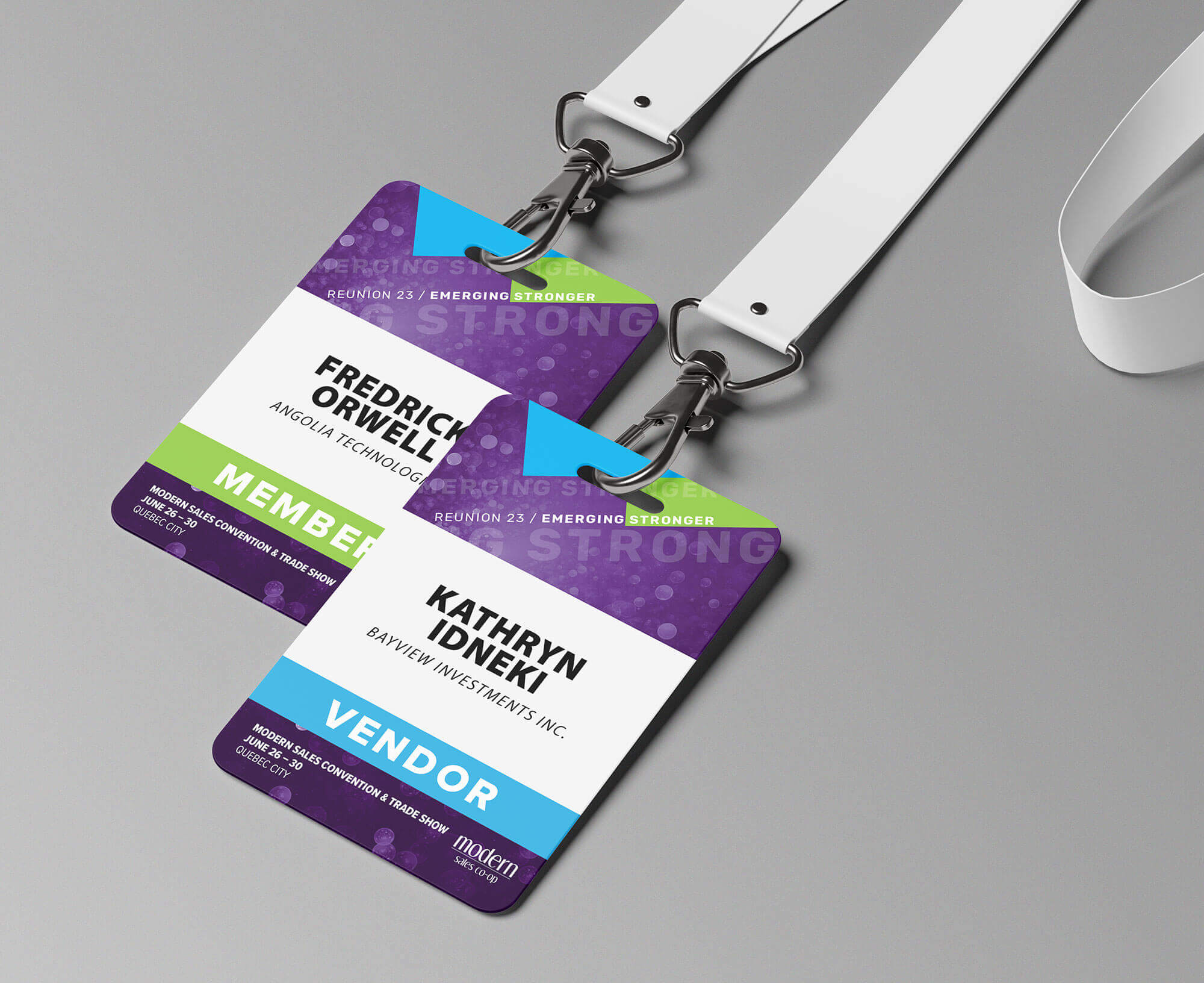 Modern Sales Co-op Event Badge Design design work