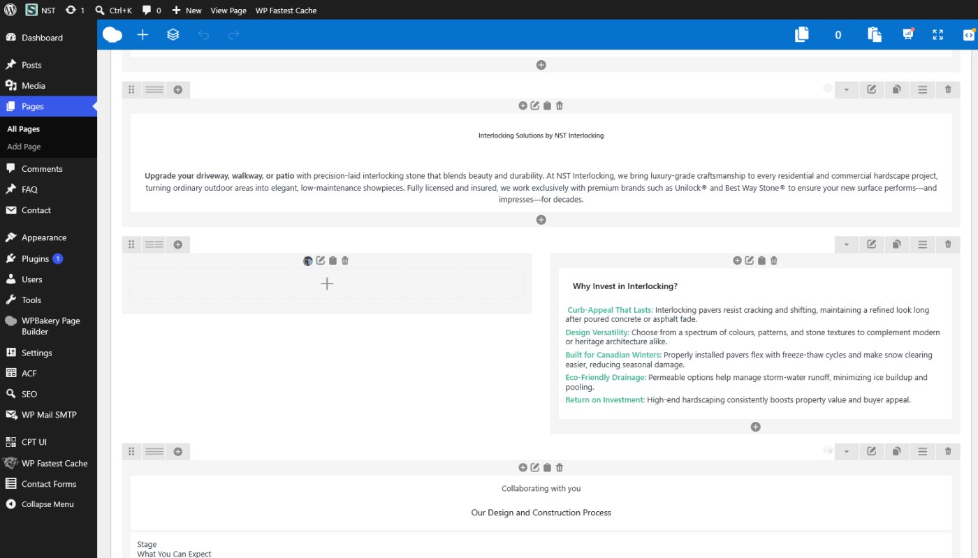 The WPBakery Page Builder editor, building a custom WordPress layout