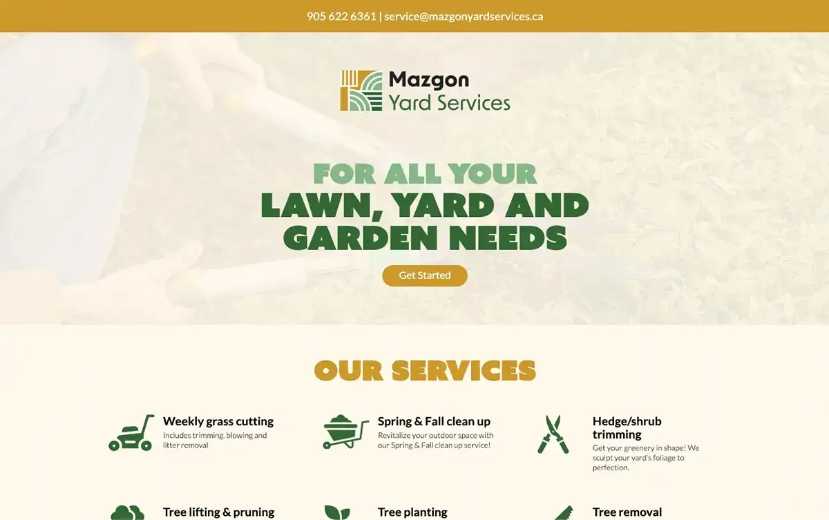 Mazgon Yard Services lawn yard and garden website design