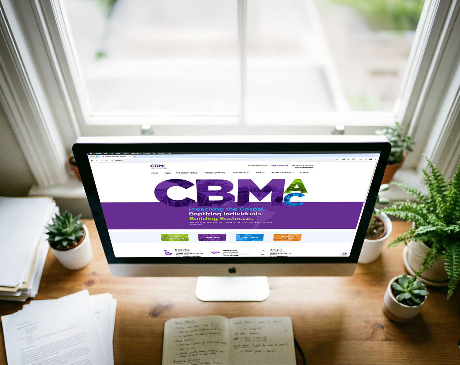 Nonprofit website branding and hosting project mockup